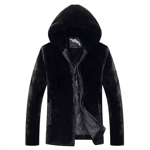 Men Faux Fur Hooded Coat Jackets Furry Warm Zip Up Parka Overcoat Outwear Winter - Picture 7 of 11