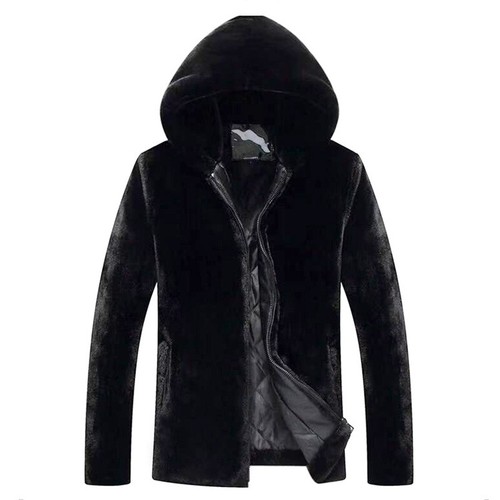 Men Warm Faux Fur Hooded Coat Jacket Tops Furry Zip Up Parka Overcoat Outerwear - Afbeelding 1 van 11