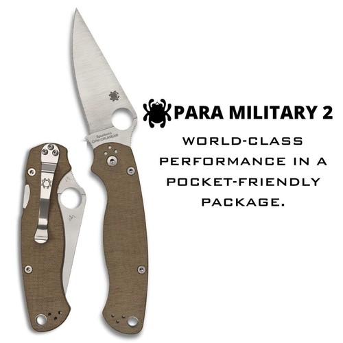 Spyderco Para Military 2 Signaturmesser mit 3,47" CPM Cru-Wear Stahlklinge und - Bild 2 von 5