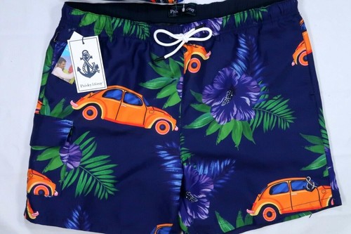 NWT PAISLEY & GRAY MENS XL 36 37 38 VW BUG SWIM TRUNKS TRAVEL BAG SHORTS FLORAL