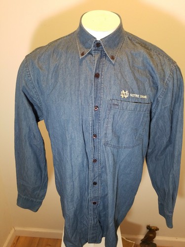 Notre Dame Cutter & Buck Vintage Twill Button Down L/S Shirt M - Picture 3 of 5