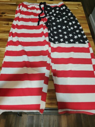 American Flag Stars Stripes Patriotic Victory Lounge Pants Size XL - Picture 2 of 6