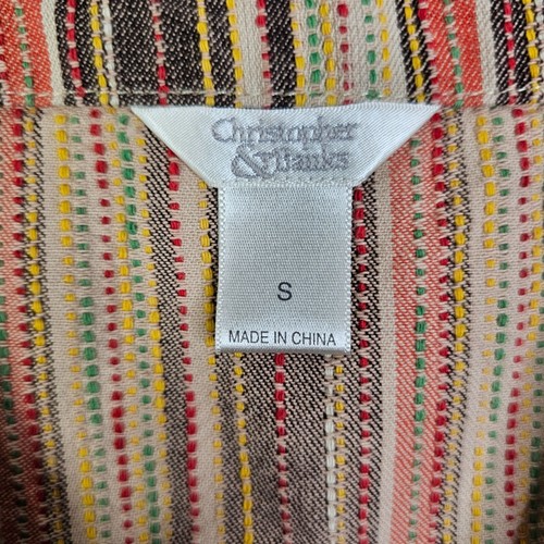 Christopher & Banks kleine gestreifte Retro 70er Style Knopf V-Ausschnitt Weste ärmellos - Bild 6 von 7