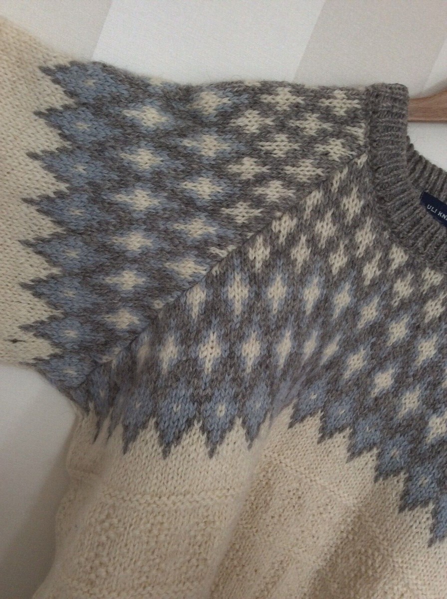 【送料&関税込】Maison KitsunAC Cappuccino Wool Sweater Uni Knecht Pure New Wool Chunky Knitted Sweater Made in