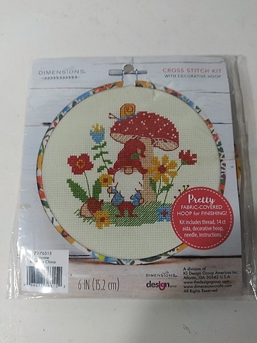 Dimensions Gnome Cross Stitch Kit with Pretty Fabric-Covered Hoop 6in.