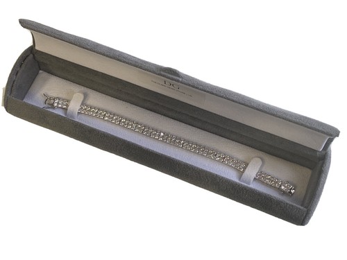 White gold finish created diamond Double Row bracelet In Grey Velvet Gift Box - Picture 4 of 11