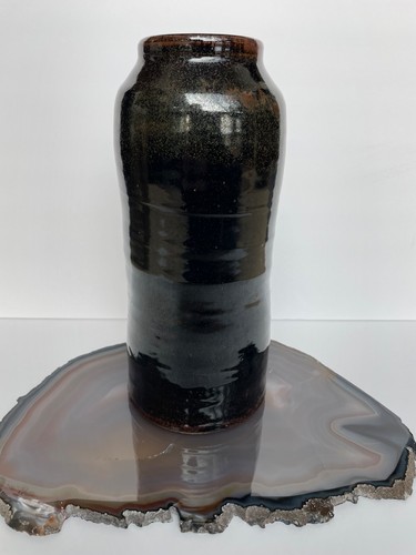 Jarrón Esmalte Warren Mackenzie Tenmoku Raro Estudio Cerámica 13" H Negro Sin Marca - Imagen 3 de 10