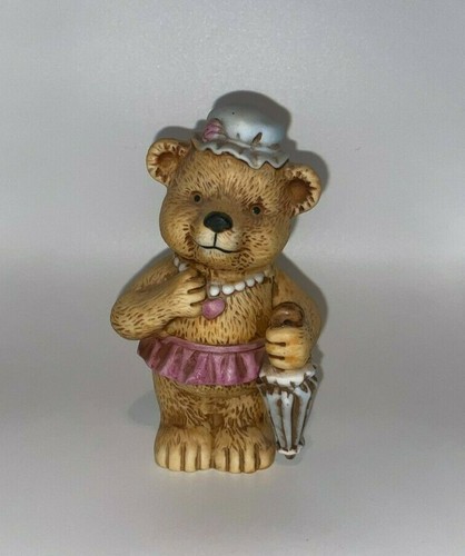 Vintage Lady Bear with Umbrella 1984 Aldon Fine Porcelain Figurine - Picture 2 of 8