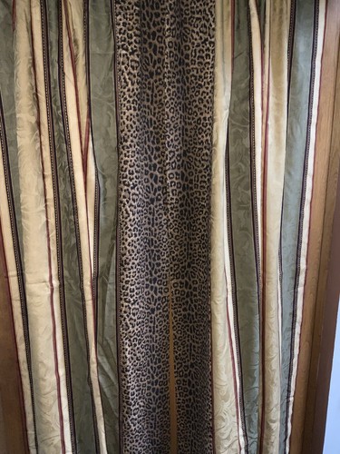 CORTINAS KRAVET PERSONALIZADAS ~ RAYAS CON BORDE DE LEPARDO 86” DE LARGO - Imagen 4 de 5