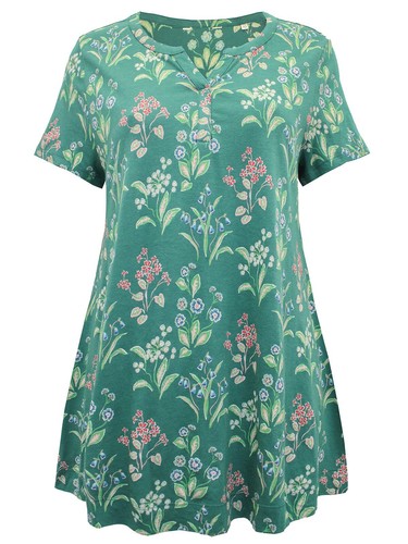 Ex Seasalt tshirt top RISSO green Wildflower womans size 10 12 14 V neck cotton