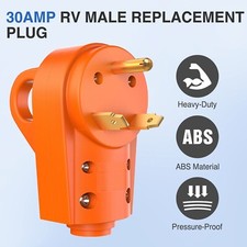 30 Amp RV Replacement Plug 125V Heavy Duty Male Plug ETL Listed RV NEMA TT-30P