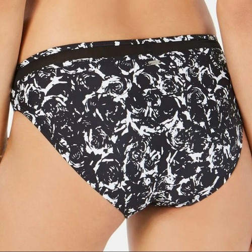DKNY Women's Black/White Floral Moderate Coverage Mesh-Trim Bikini Bottoms sz S - Picture 3 of 5