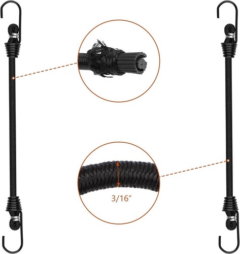 Pequeños cables elásticos con ganchos - Mini cables elásticos negros de 6 pulgadas, 10 piezas - Imagen 3 de 8