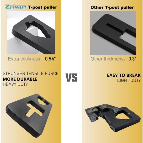 ZUIWAN Heavy Duty Steel T Post Puller - Use Chains, S-Hooks, Jacks and Tractor B - Picture 2 of 6
