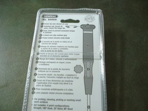 4pc GENERAL ULTRA TECH PRECISION PICK AND PROBE SET 60004 EXCEEDS ANSI STANDARDS - Picture 4 of 5