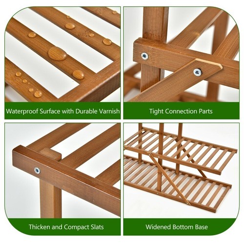 Bamboo Plant Pot Stand Indoor Outdoor Corner Flower Rack Holder Home Decoration - Picture 6 of 9