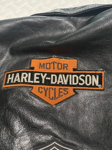 VTG Highway One Black Motorcycle Jacket Men's L Biker Harley Davidson patches - Picture 9 of 24
