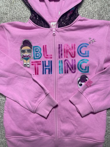 LOL Surprise Sweatshirt Girls Sz XL 14/16 Doll Pink Bling Zip Up Sequin Jacket - Picture 3 of 13