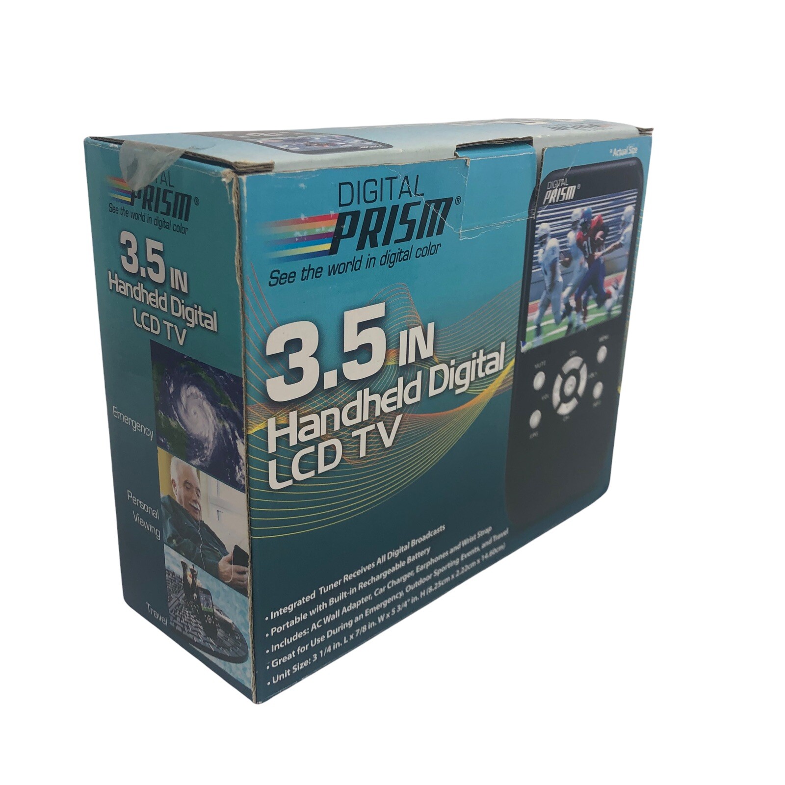 Digital Prism 3.5 In Handheld Portable Digital LCD TV Rechargeable ATSC