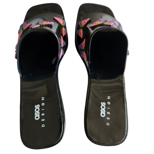 ASOS Design Butterfly Jelly Platform Sandali Scarpe Mules Nero Taglia 7 Nuovi - Foto 10 di 15