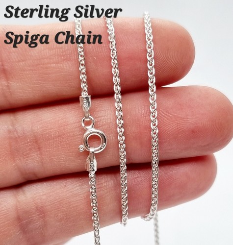 Sterling Silver Chain Necklace Spiga Twist Wheat Stamped 925 - All sizes - Picture 22 of 38