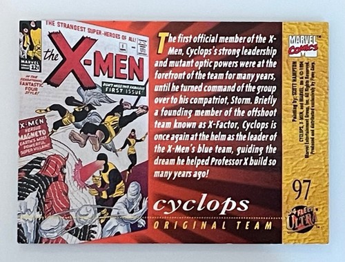 Vintage 1994 Fleer Ultra X-Men Original Team "Cyclops" Marvel Comics Karte #97 - Bild 4 von 7