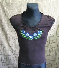 T-Shirt Embroidered Ukrainian Vyshyvanka Womens Girl Cotton Blouse Shirt Size S