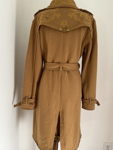Fantazia Size L NEW W/Tags Mustard Color Embroidered Belted Coat / Pockets /Boho - Picture 6 of 10