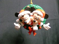 Vintage Mickey and Minnie Christmas orniment Wreath no Box Used