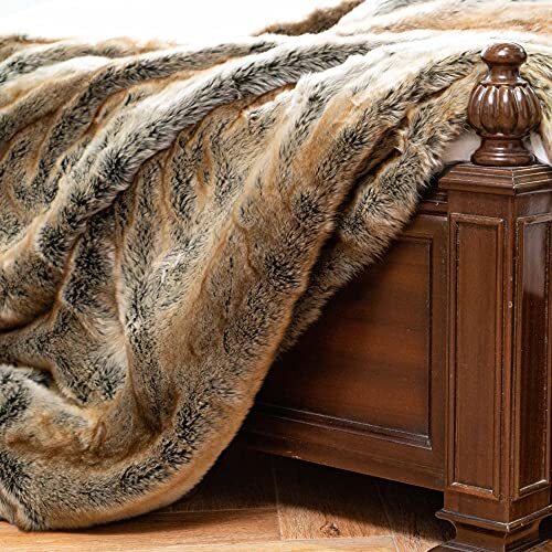 Faux Fur Throw Blanket Brown 125x150cm Luxury Fuzzy Warm Cozy - Picture 5 of 5