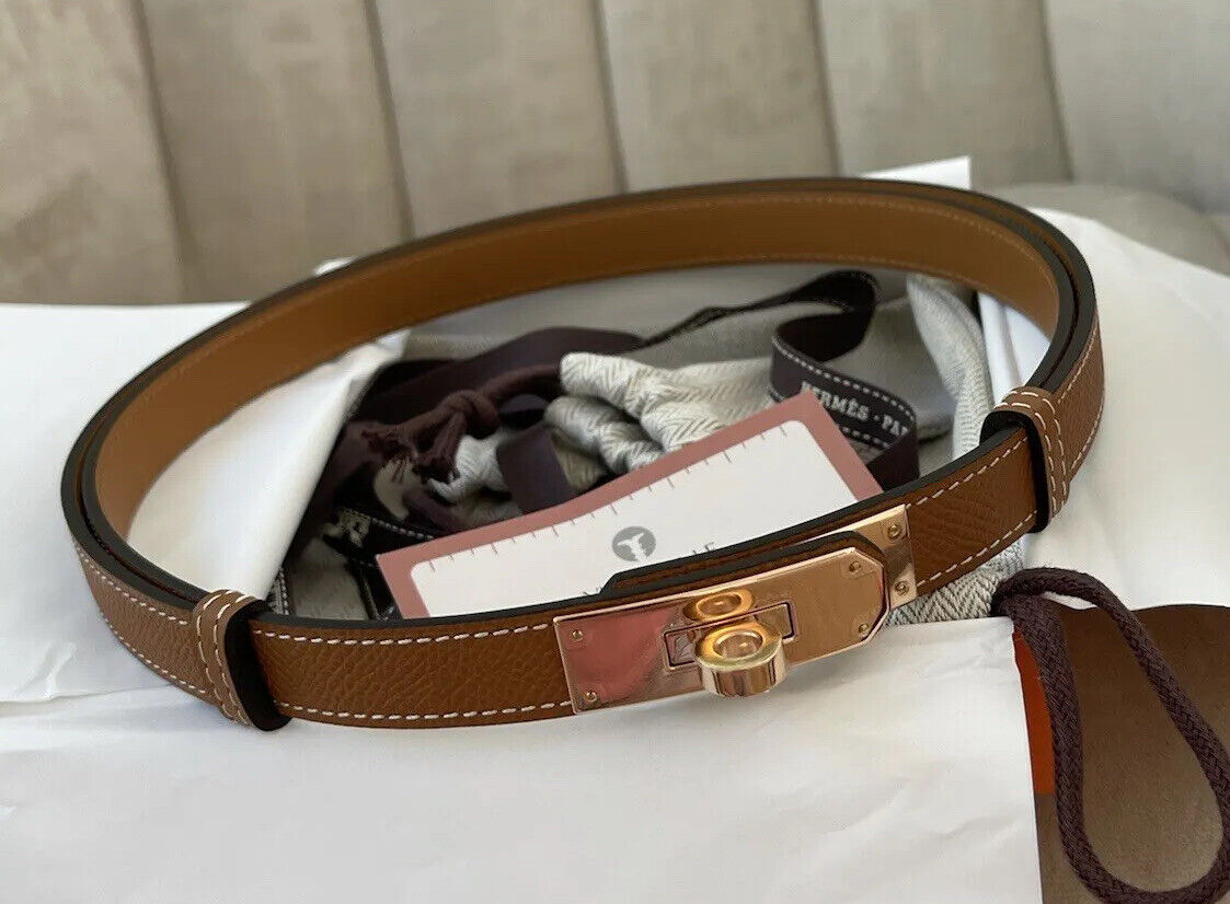 Hermes Kelly Belt Adjustable Size - Etoupe Color - Gold Hardware - Brand New