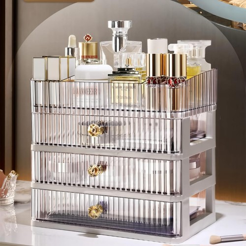 Simbuy Clear Makeup Organizer with 3 Drawers Bathroom Organizer and Storage I...