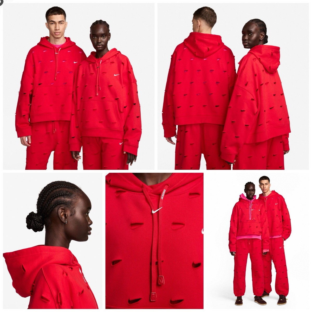 Jacquemus x Nike Le Swoosh Sweatsuit Hoodie & Pants Red Sz