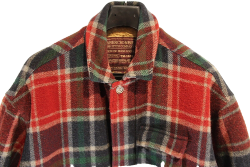 VTG Men's Abercrombie & Fitch Flannel Jacket Quilted Lining Plaid Wool Rugged XL - Picture 2 of 6