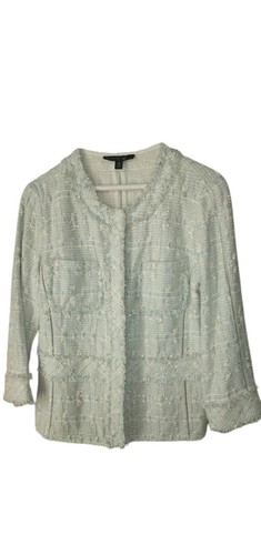 Lafayette 148 New York Ice blue Jacket Women's sz: 10 Viscose/Cotton Blend $698 - Picture 3 of 11