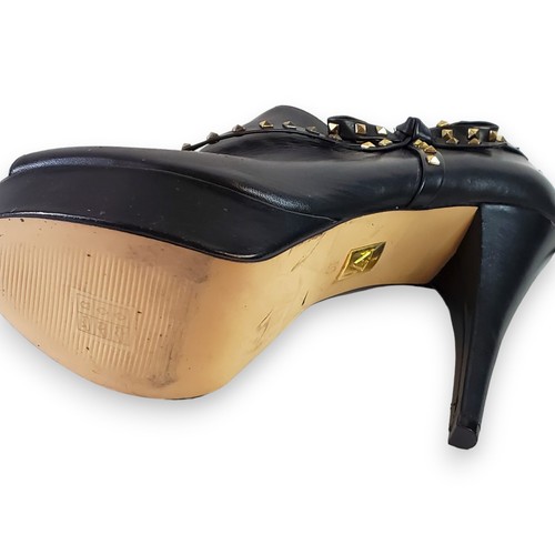Truth or Dare Madonna Platform Heels Sz 10 Black Studded Peep Toe Pin Up Style - Picture 18 of 24