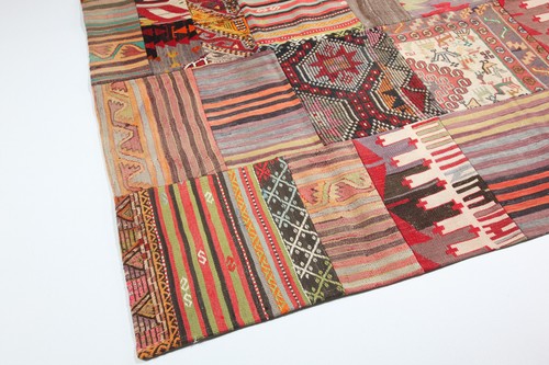 Patchwork Kilim de piso decorativo turco vintage, hecho de patchwork Kilim tribal - Imagen 3 de 9
