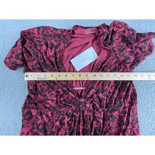 Isabel Maternity Dress Women XXL 2XL Red Print Maxi Short Sleeve V-Neck Knit NWT - Picture 4 of 6