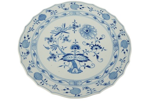 Meissen Zwiebelmuster Tortenplatte mit Fuß, 1. Wahl Schwertermarke - Bild 3 von 5