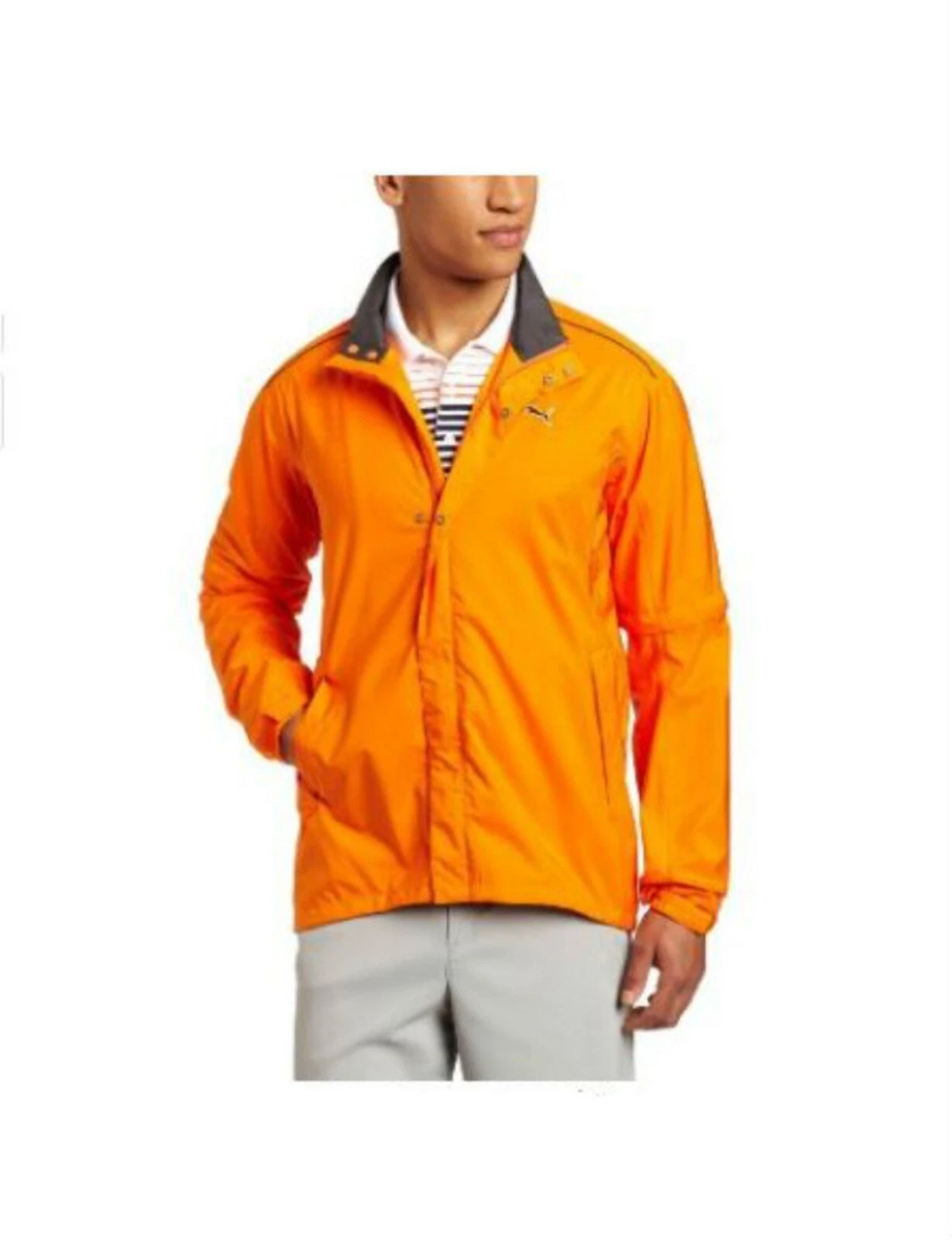 PUMA Golf Mens Full Zip Storm Cell Pro Golf Jacket Orange Wind Water Proof MED M