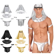 Mens Cosplay Costume Metallic Shiny Underwear Outfits Egyptian Style Costume