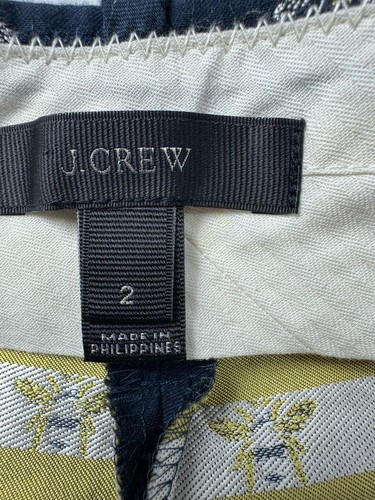 Pantalones Cortos J.Crew Azul Marino Abejorro Jacquard Abeja Cintura Alta Pantalones Talla 2 - Imagen 9 de 11