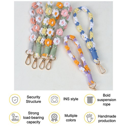 New Bohemian Little Daisy Flower Keychain Handwoven Phone Cord Pendant Lanyards - 第 6/27 張圖片