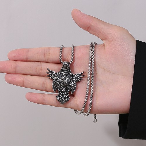 Collar Colgante Para Hombre Personalizado Estilo Vikingo Punk Nudo Ala Hip Hop Joyería - Imagen 7 de 24