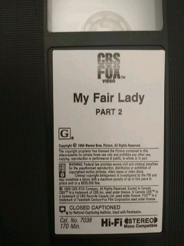 My Fair Lady (1964) VHS 2-Tape Box Set (1986 CBS Fox Video).  Desirable Edition! - Picture 9 of 10