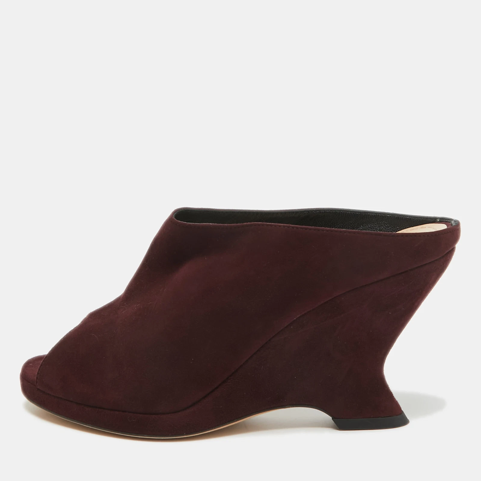 Mules à bout ouvert en daim Dior Bourgogne taille 37