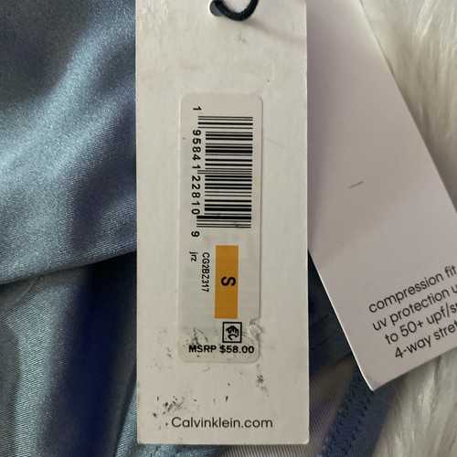 Calvin Klein EARL BLUE SHIMMER Cintura Alta Cruzado Bikini Parte Inferior de Natación, EE. UU. Pequeño - Imagen 6 de 9