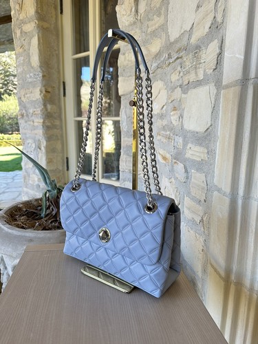 KATE SPADE NATALIA QUILTED MEDIUM CHAIN LEATHER SHOULDER BAG /WALLET OPT Steel - Picture 2 of 11
