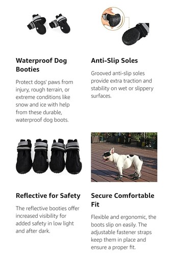 Amazon Basics Waterproof Anti-Slip Reflective Dog Boots, Size 7- 2.8" x 3.2" Lge - Picture 8 of 10