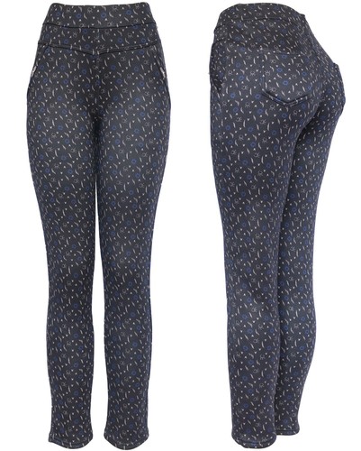 Women's Pattern Floral Super Thick Plush Lined Winter Pants Leggings - Picture 2 of 13